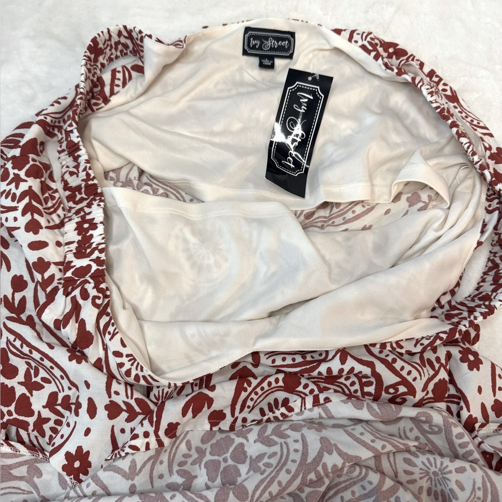 Ivy Street Bold Rust Color Medallion Print Oversized Maxi Boho Chic Dress - Picture 7 of 13